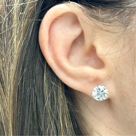 Stunning 5.02 Carat CTW Lab Diamond Studs Martini Set 14k WG F VS - Picture 3 of 6